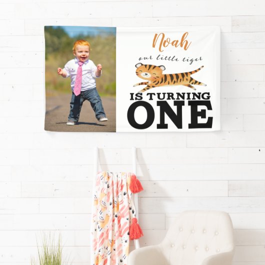 Wild One Oerwoud Tiger 1st Birthday Photo Banner (Insitu)