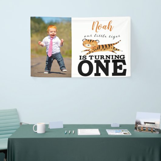Wild One Oerwoud Tiger 1st Birthday Photo Banner (Beurs)