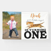 Wild One Oerwoud Tiger 1st Birthday Photo Banner (Horizontaal)