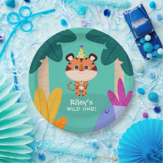 Wild One Oerwoud Tiger Papieren Bordje (Feest)