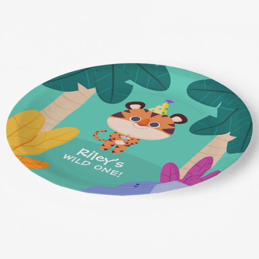 Wild One Oerwoud Tiger Papieren Bordje (Gekanteld)