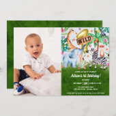 Wild One Oerwoud verjaardagsfoto uitnodiging (Voorkant / Achterkant)