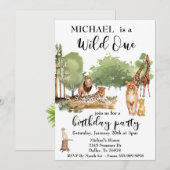 Wild One Oerwoud Waterverf Leopard Lion Kaart (Voorkant / Achterkant)