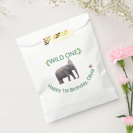 Wild One Olifant Feest Accent Bedankzakje (Gezegeld)