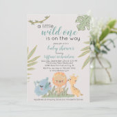 Wild One on the Way Safari Animals Baby shower Kaart (Staand voorkant)