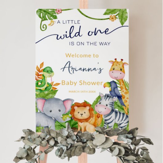 Wild One on the Way Zoo Oerwoud Baby shower Welcom Poster