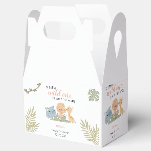 Wild One On Way Safari Animals Baby Girl Shower Bedankdoosjes (Geopend)