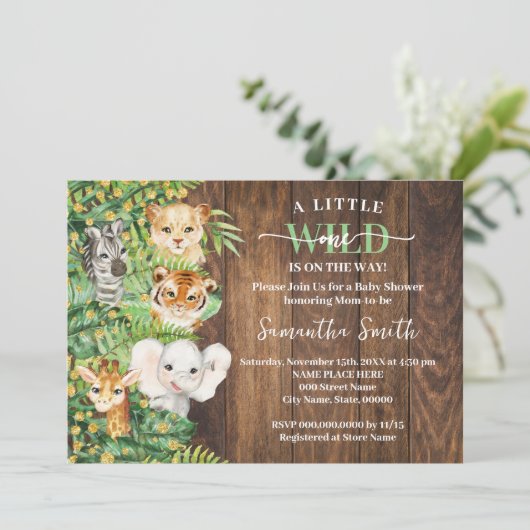 Wild One op de weg Rustic Safari Baby shower Kaart (Staand voorkant)