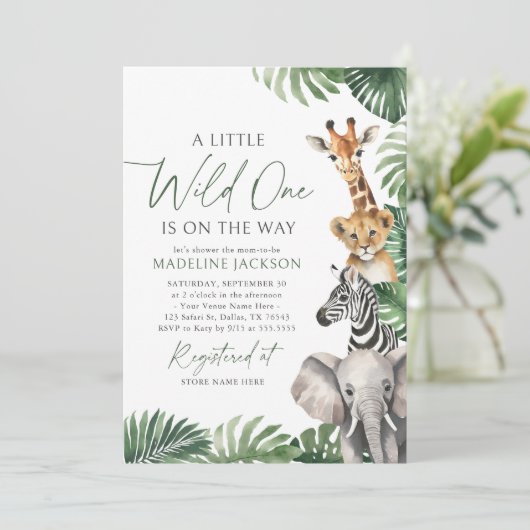 Wild One op de weg Safari Baby shower Kaart (Staand voorkant)