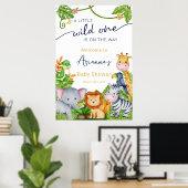 Wild One op komst Zoo Jungle Baby Borrel Verwelkom Poster (Thuiskantoor)