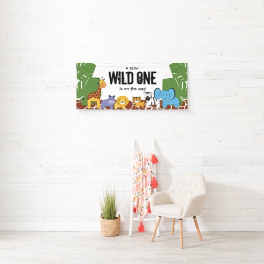 Wild One op weg naar baby shower Safari Party Spandoek (Insitu)