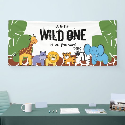 Wild One op weg naar baby shower Safari Party Spandoek (Beurs)
