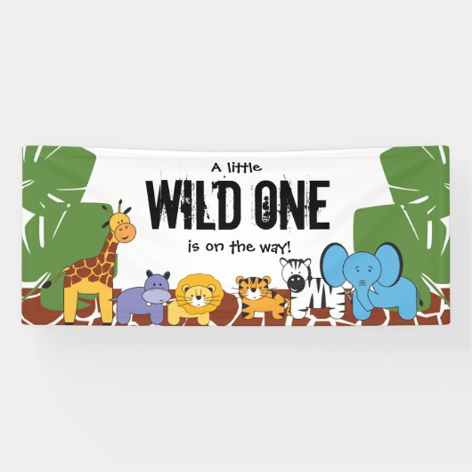 Wild One op weg naar baby shower Safari Party Spandoek (Horizontaal)