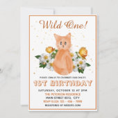 Wild One - Oranje Baby Cat - 1e verjaardag Kaart (Voorkant)