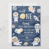 Wild One Outer Space Safari Dieren 1e verjaardag Kaart (Voorkant)