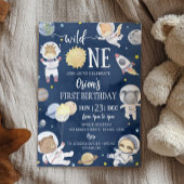 Wild One Outer Space Safari Dieren 1e verjaardag Kaart