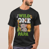 Wild One Papa Zoo Birthday Safari Oerwouden T-shirt (Voorkant)