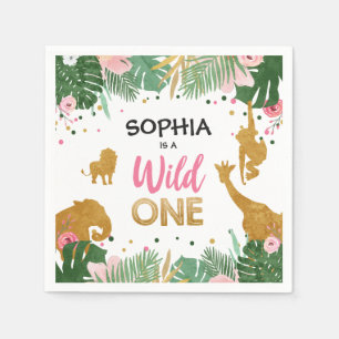 Wild One Paper Napkins Wild Oerwoud Animals Girl Servet