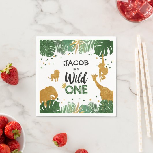 Wild One Paper Napkins Zoo Wild Oerwoud Animals Servet (Insitu)