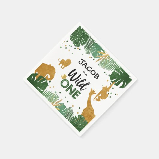 Wild One Paper Napkins Zoo Wild Oerwoud Animals Servet (Hoek)