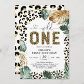 Wild One Party Animals 1st Birthday Invitation Kaart (Voorkant / Achterkant)