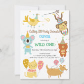 Wild One party Animals Boy Baby verjaardag Kaart (Voorkant)