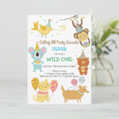 Wild One party Animals Boy Baby verjaardag Kaart (Staand voorkant)