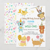 Wild One party Animals Boy Baby verjaardag Kaart (Voorkant / Achterkant)