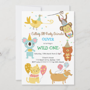 Wild One party Animals Boy Baby verjaardag Kaart
