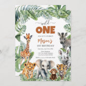 Wild One Party Animals Kids 1st Birthday Kaart (Voorkant / Achterkant)