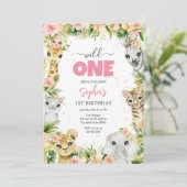 Wild One Party Animals Kids 1st Birthday Kaart (Staand voorkant)