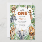 Wild One Party Animals Kids 1st Birthday Kaart (Voorkant)