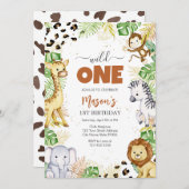Wild One Party Animals Kids 1st Birthday Kaart (Voorkant / Achterkant)
