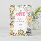 Wild One Party Animals Kids 1st Birthday Kaart (Staand voorkant)