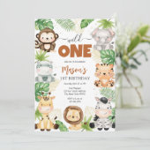 Wild One Party Animals Kids 1st Birthday Kaart (Staand voorkant)