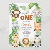 Wild One Party Animals Kids 1st Birthday Kaart (Voorkant / Achterkant)
