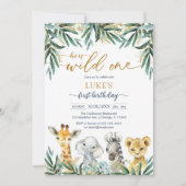 Wild One Party Animals Kids Birthday Invitation Kaart (Voorkant)