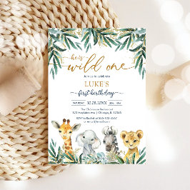 Wild One Party Animals Kids Birthday Invitation Kaart
