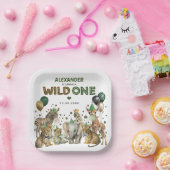 Wild One Party Dieren Oerwoud 1e Verjaardag Papieren Bordje (Feest)