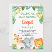 Wild One Party Dierensafari Uitnodiging Verjaardag (Voorkant)