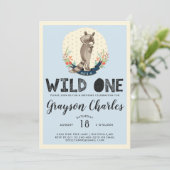 Wild One Party Uitnodiging | Little Raccoon (Staand voorkant)