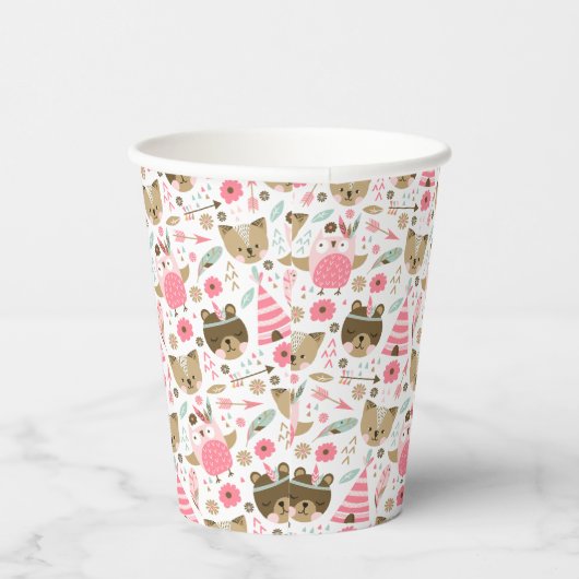 Wild One Pattern | Houtland Camping Animals Papieren Bekers (Rechts)