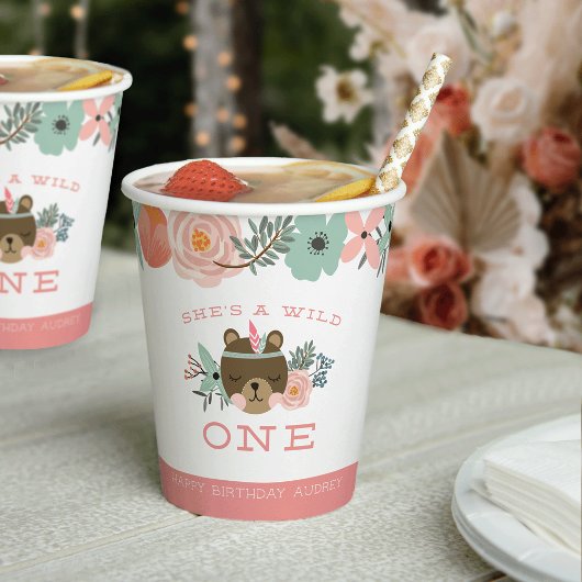 Wild One Personalized First Birthday Papieren Bekers