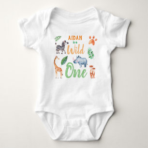 Wild One Personalized Safari Animal Birthday Romper