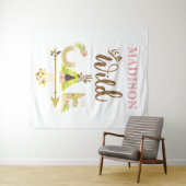 Wild One Persoonlijke Eerste Verjaardag Meisje Wandkleed (In Situ (horizontaal))