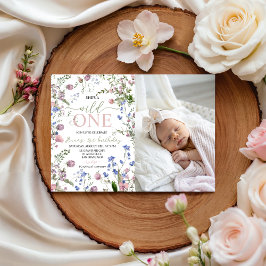 Wild One Photo 1st Birthday Invitation Kaart