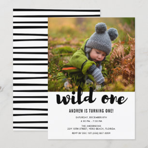 Wild One Photo Baby's First Birthday Party Kaart