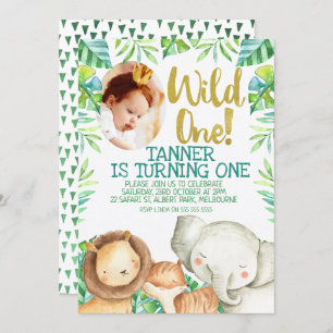 Wild One Photo Birthday Invitation Safari Kaart