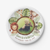 Wild One Photo Oerwoud Animals verlaat 1e verjaard Papieren Bordje (Voorkant)