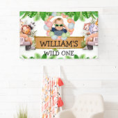 Wild One PHOTO Oerwoud Safari Animals Verjaardag Spandoek (Insitu)